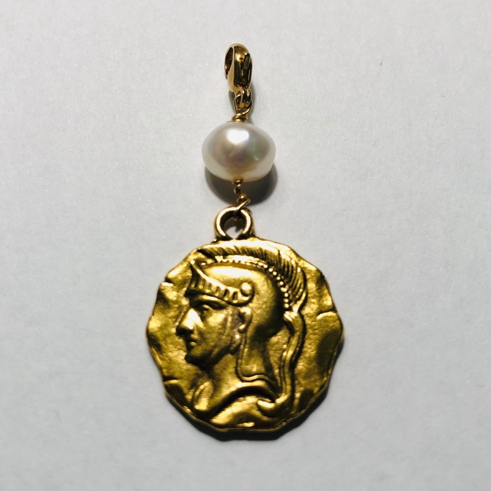 Antique Coin and Pearl Charm